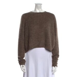 Cordera fuzzy baby alpaca loose boxy sweater taupe cropped la garconne O/S